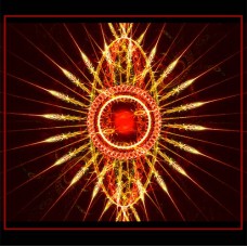 FRACTAL ART DESIGN GREETING CARD Ruby & Gold